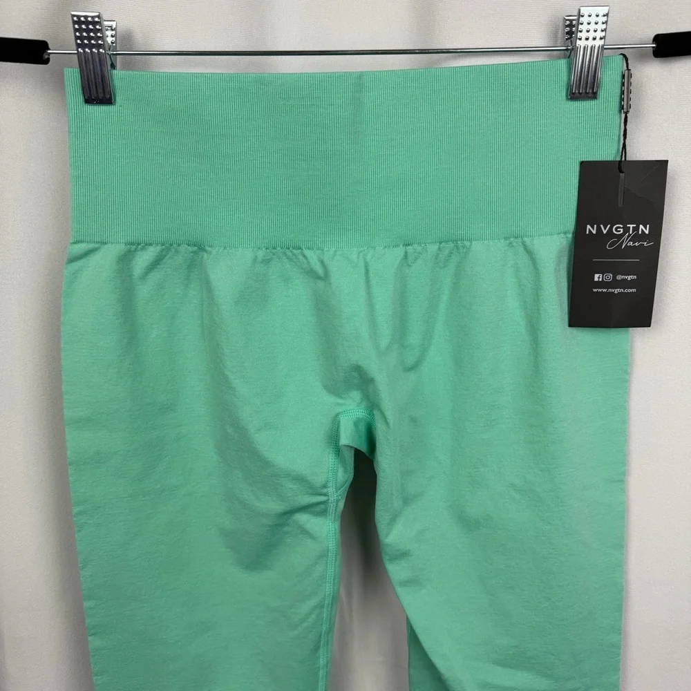 NVGTN NWT Bright Teal Green Seamless Leggings - Size Medium - Picture 5 of 11